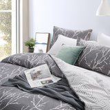 Microfiber Duvet Cover with Pillow Cases Grey Boughs Design