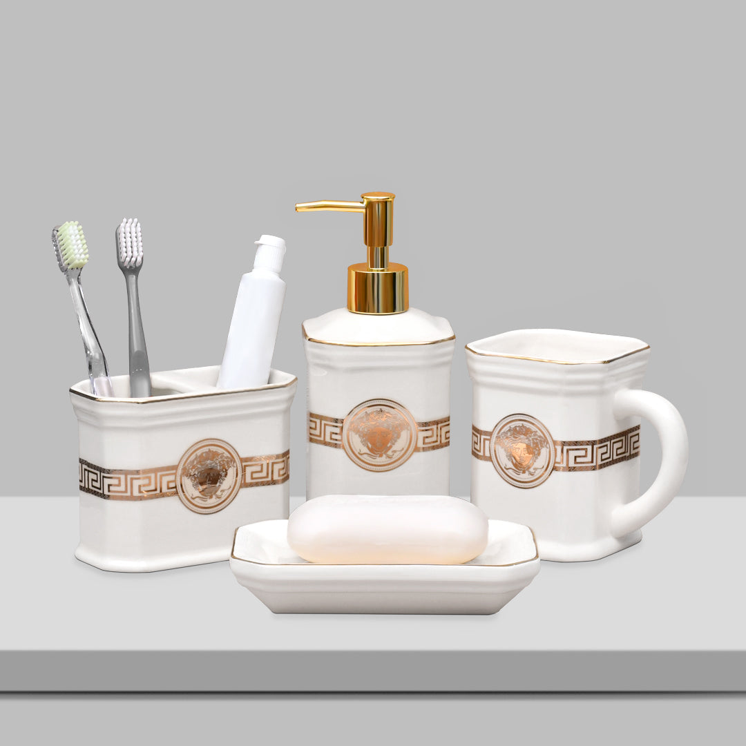Versace Bathroom Accessories Set – White 4 Pcs