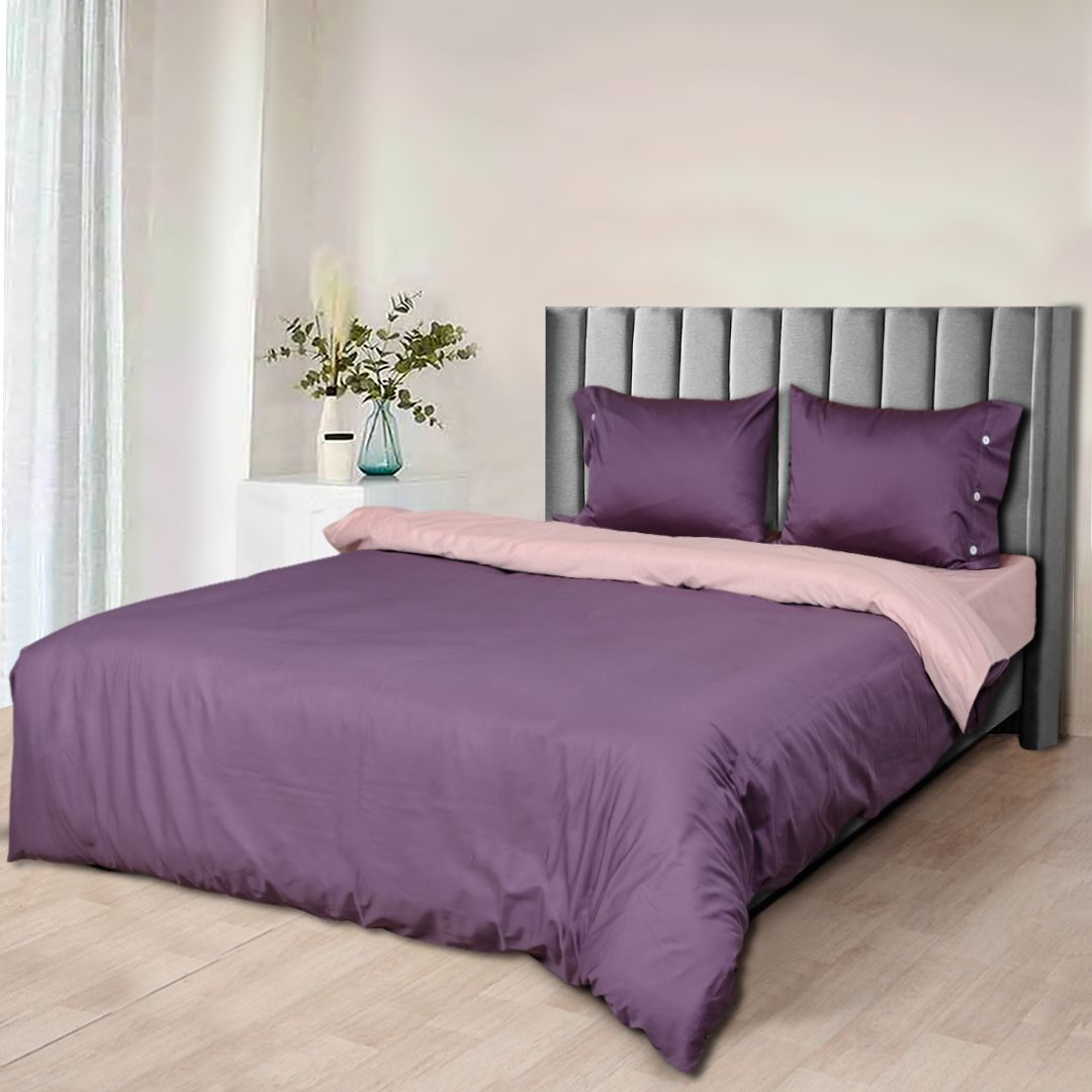 4-Pcs Swanky Cotton Satin Reversible Bedding Set