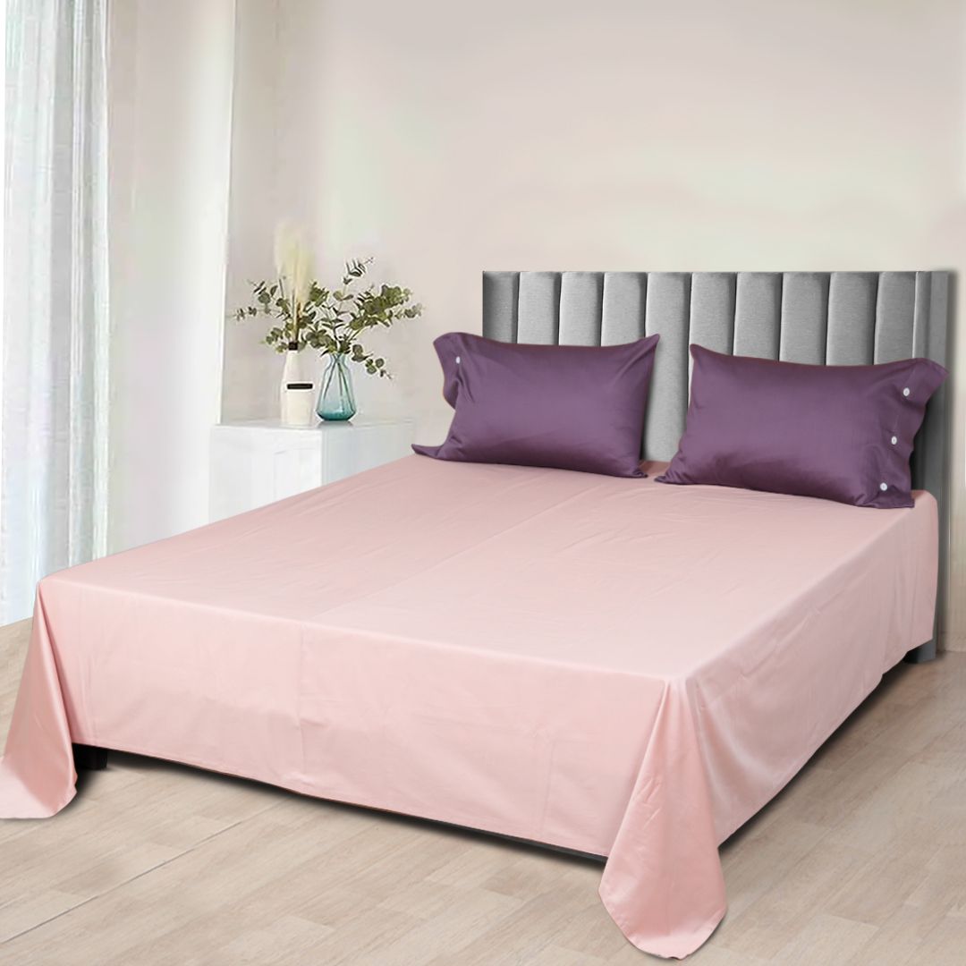 4-Pcs Swanky Cotton Satin Reversible Bedding Set