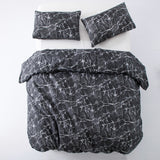 Microfiber Duvet Cover with Pillow Cases Nero Marquina Marble Design