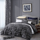4-Pcs Nero Marquina Marble Design Microfiber Duvet Cover Set