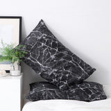 4-Pcs Nero Marquina Marble Design Microfiber Duvet Cover Set