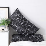 Microfiber Duvet Cover with Pillow Cases Nero Marquina Marble Design