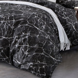 Microfiber Duvet Cover with Pillow Cases Nero Marquina Marble Design