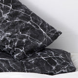 Microfiber Duvet Cover with Pillow Cases Nero Marquina Marble Design