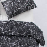 Microfiber Duvet Cover with Pillow Cases Nero Marquina Marble Design