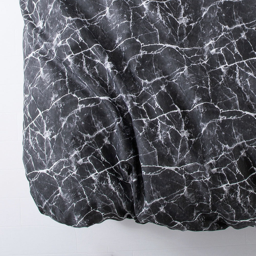 Microfiber Duvet Cover with Pillow Cases Nero Marquina Marble Design