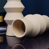 Matte Ivory Lilac Design Centerpiece Ceramic Vase