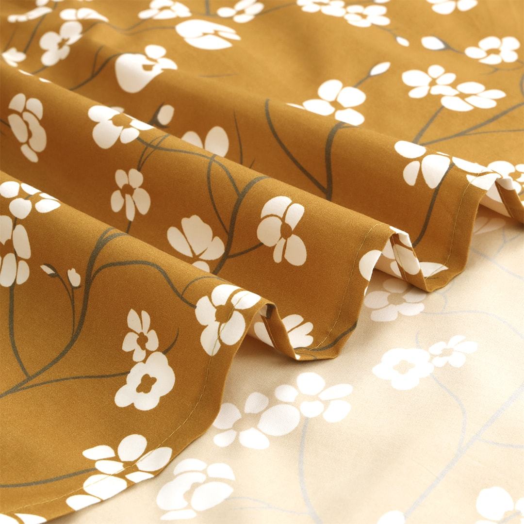 Ochre Florets Microfiber Duvet Cover Set