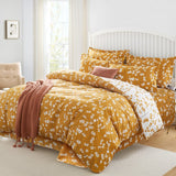 4-Pcs Ochre Florets Microfiber Duvet Cover Set