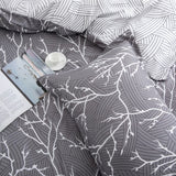 4-Pcs Grey Boughs Design Microfiber Duvet Cover Set