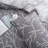 Microfiber Duvet Cover with Pillow Cases Grey Boughs Design