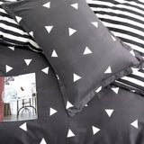Microfiber Duvet Cover with Pillow Cases Grey Triangle Design