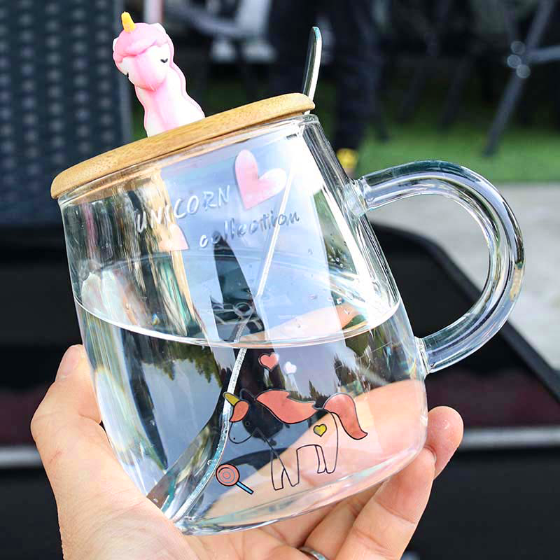 Unicorn Mugs with Lid & Stainless Steel Spoon (4523870453869)