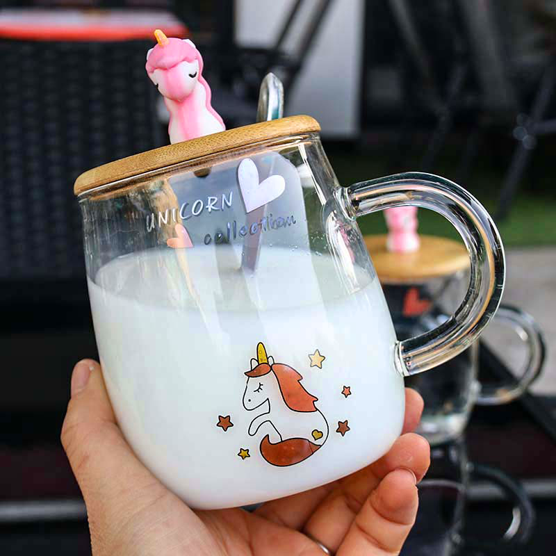 Unicorn Mugs with Lid & Stainless Steel Spoon (4523870453869)