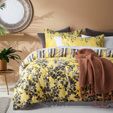 Microfiber Duvet Cover with Pillow Cases Yellow Orchid Blossom