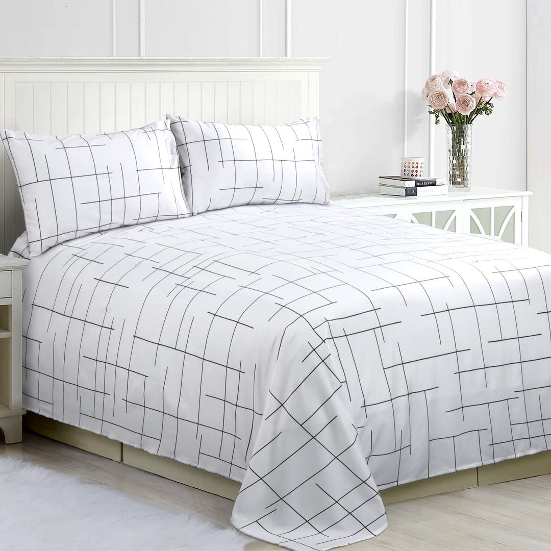 White Brick Pattern Microfiber Duvet Cover Set