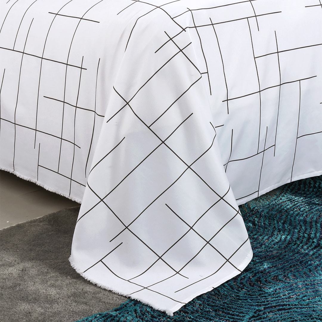 White Brick Pattern Microfiber Duvet Cover Set